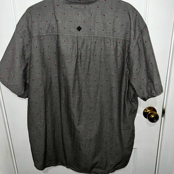 Prana Men Organic Cotton Printed Button Down Shirt Size 2XL Gray Short Sleeve - Picture 3 of 7
